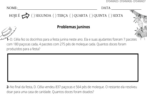 atividade situações-problemas festa junina